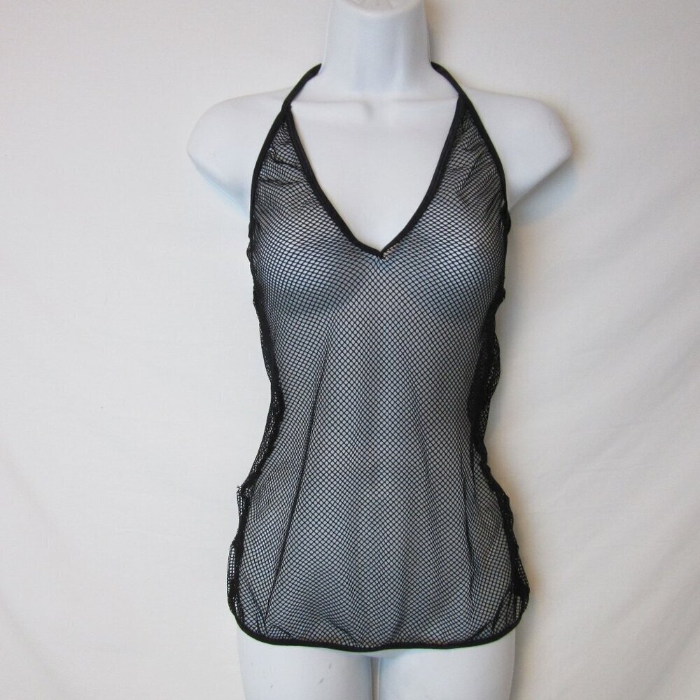Dreamgirl Black Fishnet Mini Dress Women One Size Rave Party Tie Halter